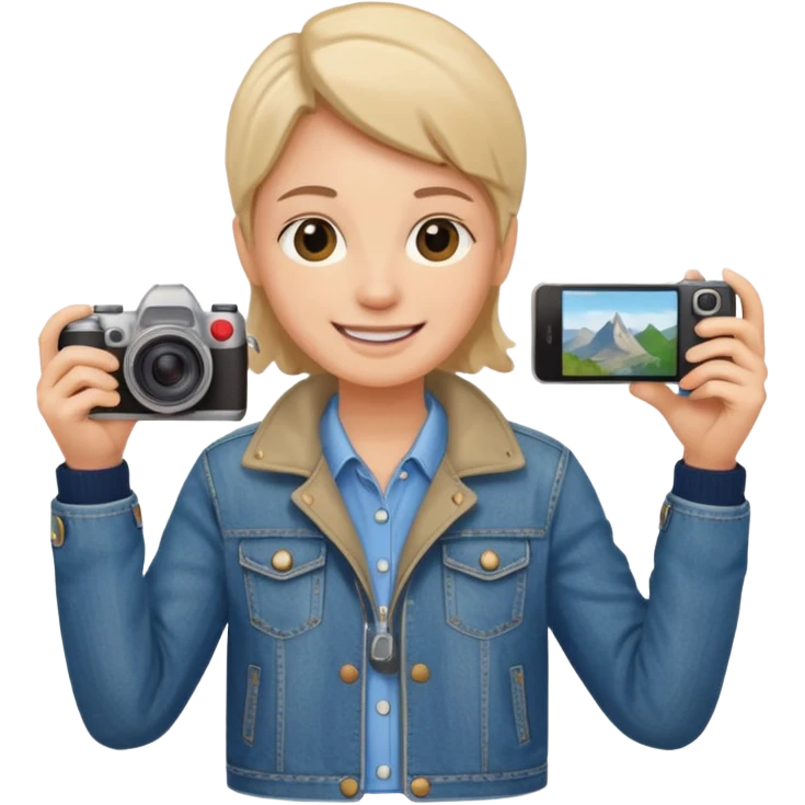 a tourist in europe holding a camera not wearing khaki emoji