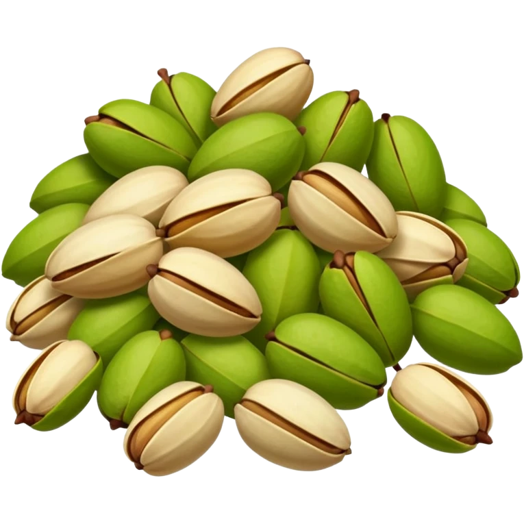 Heap of raw pistachio with shell, natural and organic, close-up view emoji