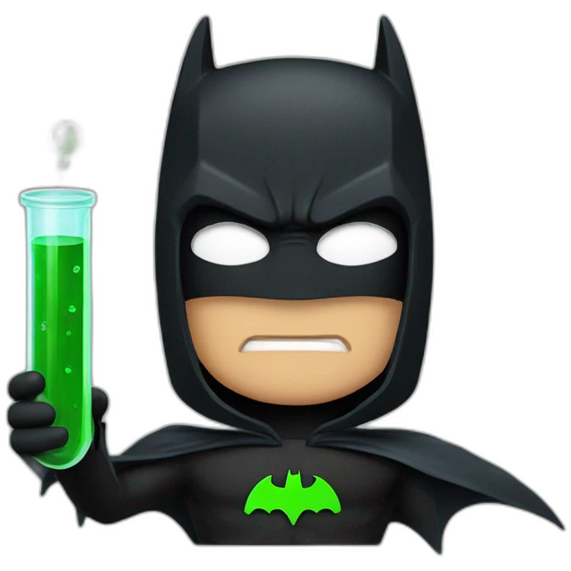 batman with green test tube in hands emoji