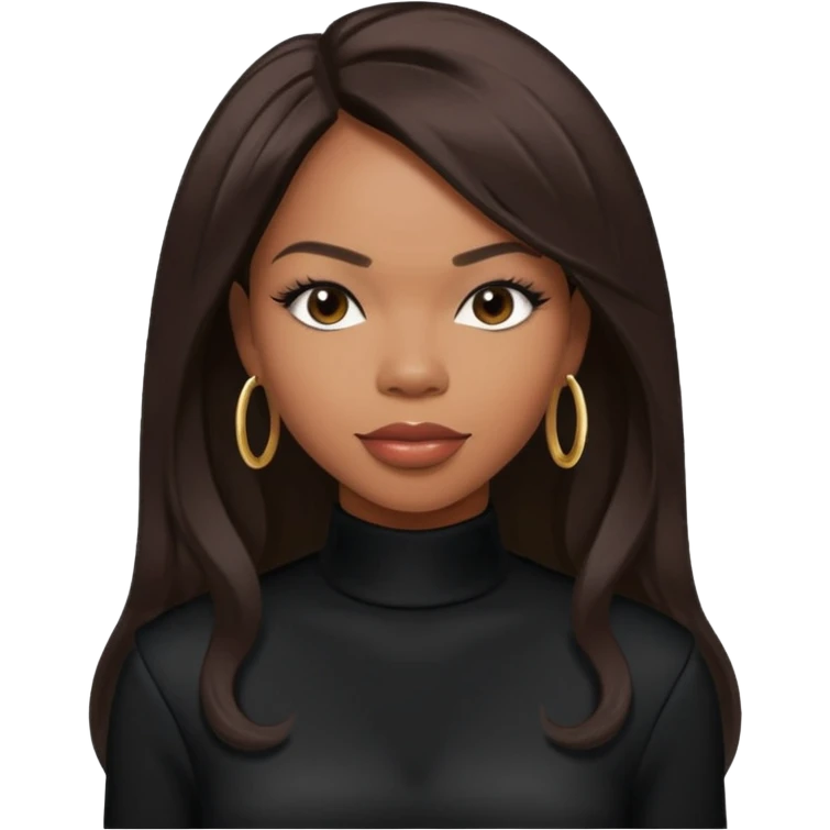 Tenitra Michelle Williams, R&B Singer (b.1979) from Destiny's Child with long dark brown hair, medium dark skin, black outfit emoji