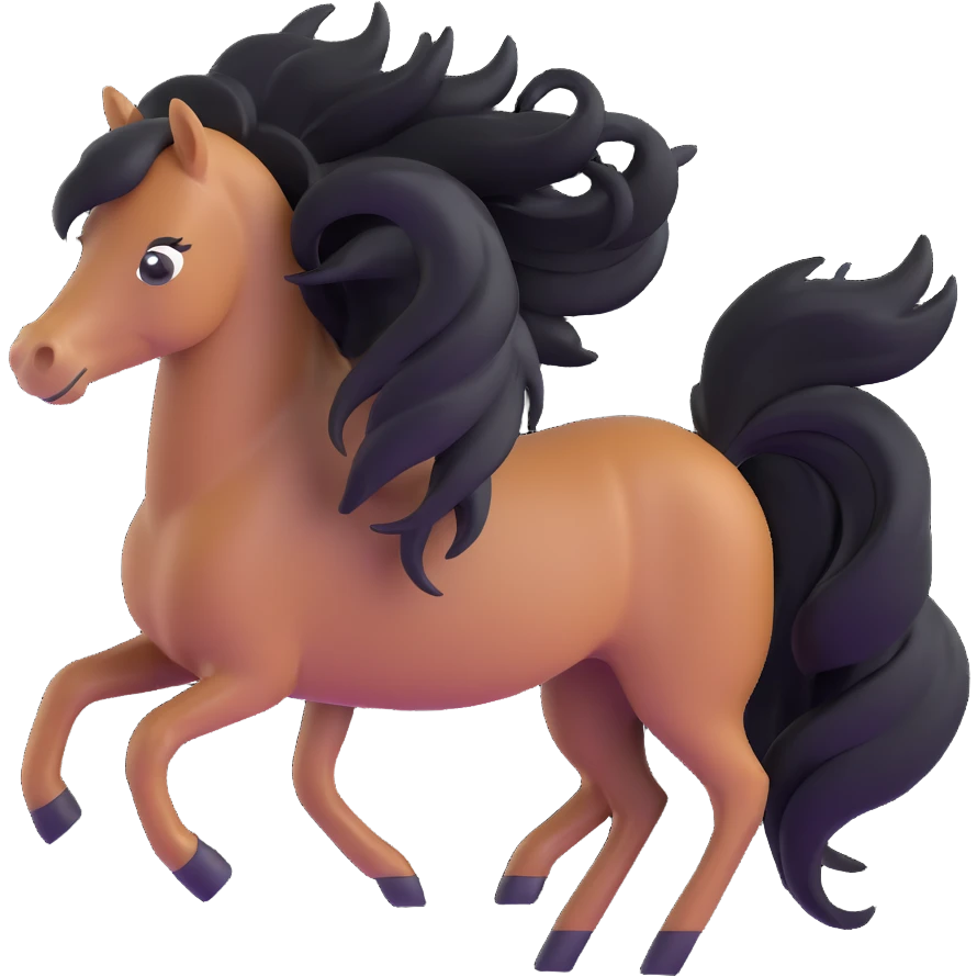 eager pony with hair blowing in the wind emoji