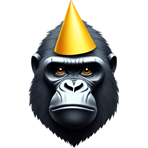 Polygon gorilla with no legs and party hat on emoji