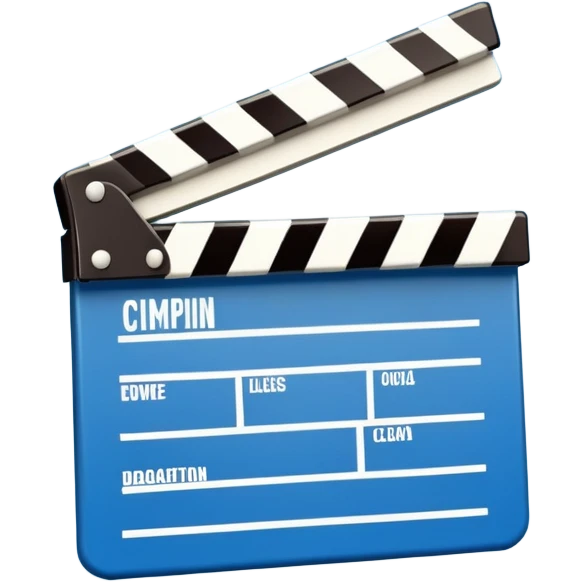 ultra simplified movie clapper with blue and white colors, two simple rectangles with a diagonal line emoji