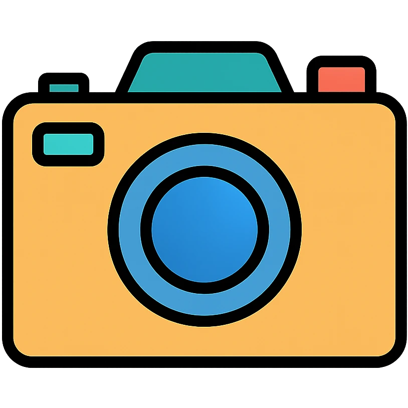 color outline icon of a camera emoji