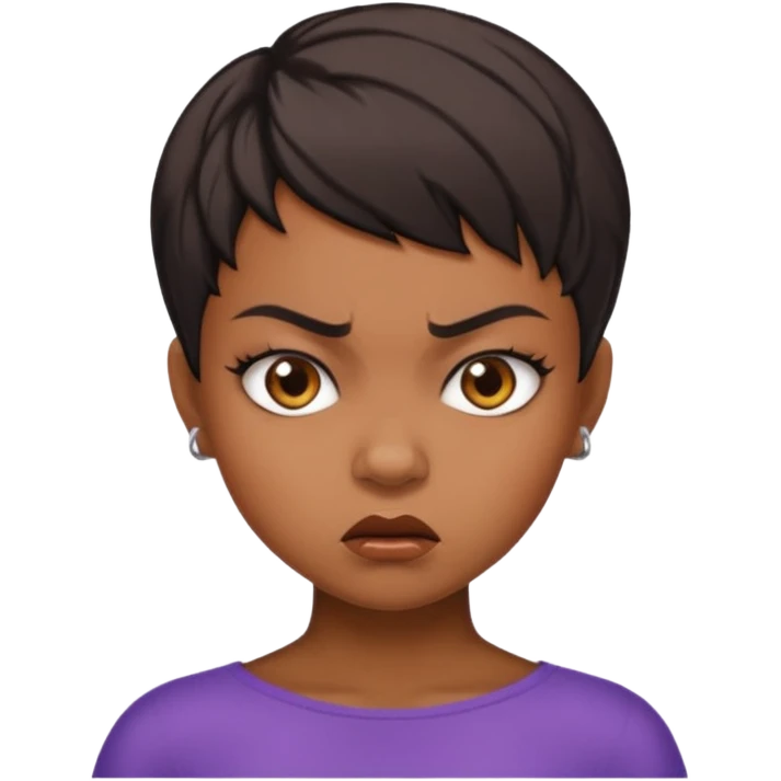 angry black girl with pixie cut emoji
