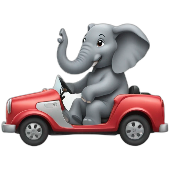 Elephant driving car emoji