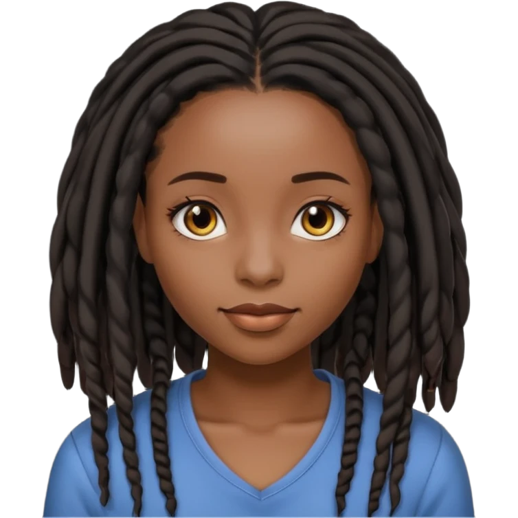 a pretty black girl with black shoulder lengh locs emoji
