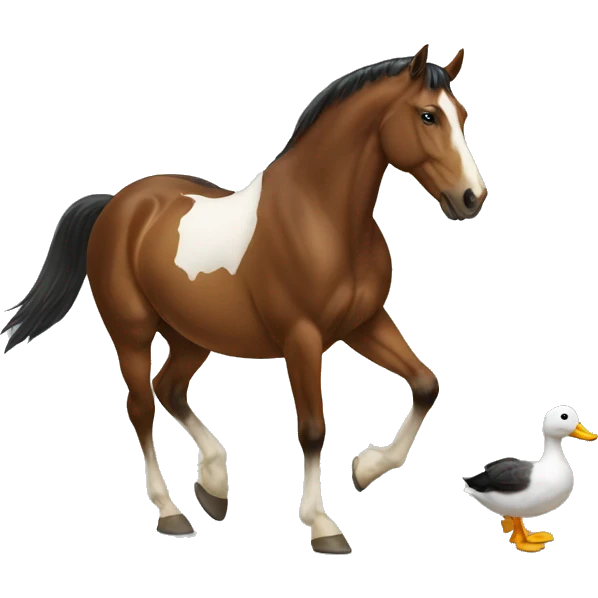 A horse that is walking a duck  emoji