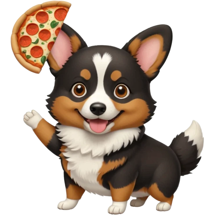 black corgi with pizza emoji