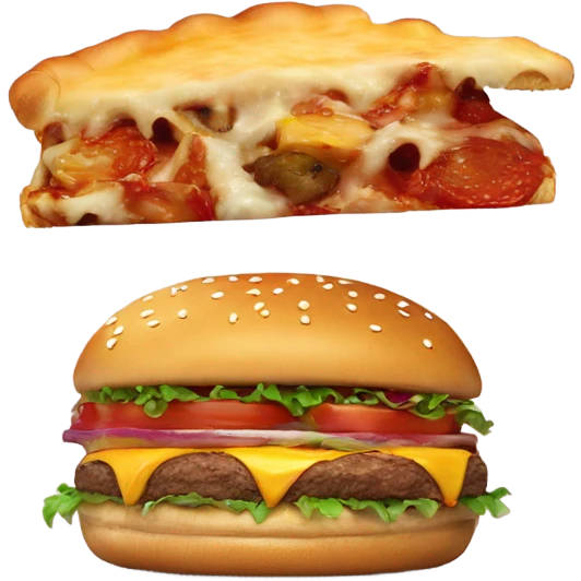 Pizza and a burger takeaway emoji