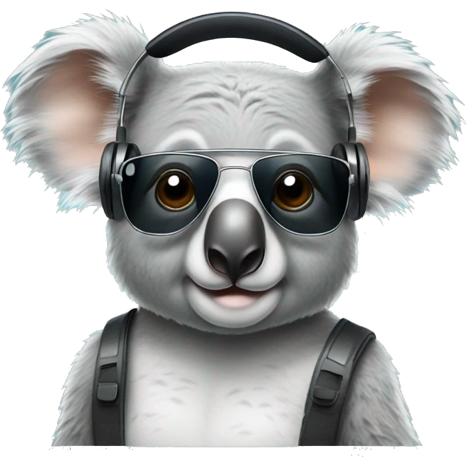 koala with headphones and eyeglass emoji