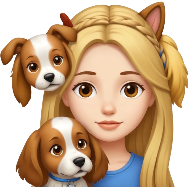 A girl with dog on head emoji