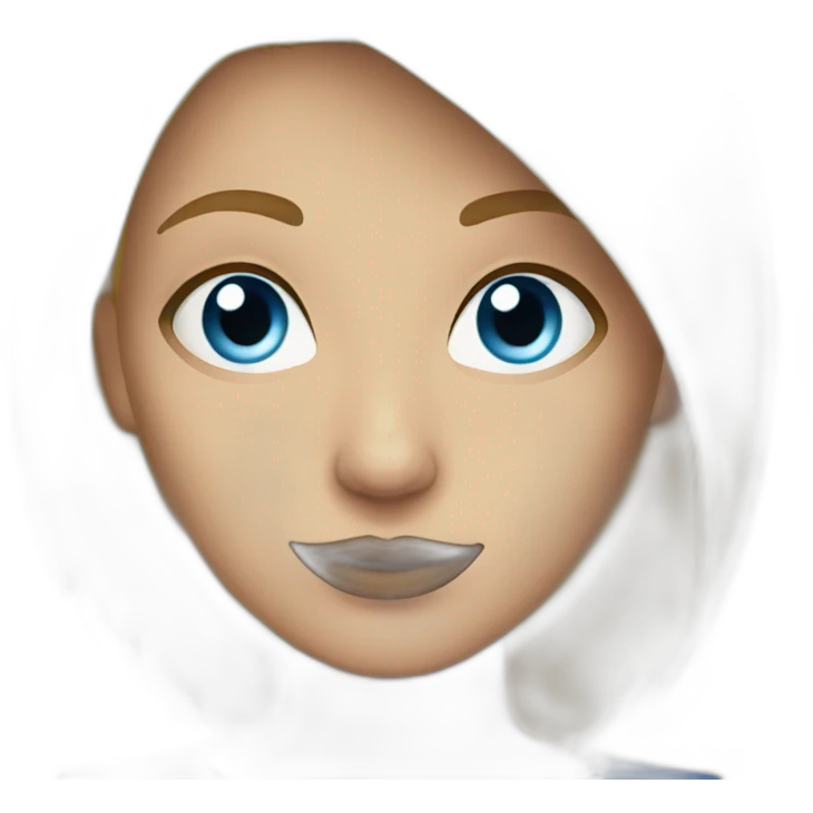 woman blonde blue eyes listening to podcast emoji