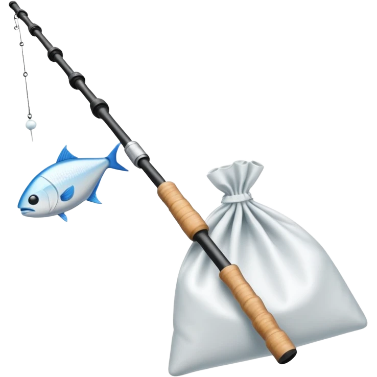 Fishing rod with cocaine bag  on the end emoji