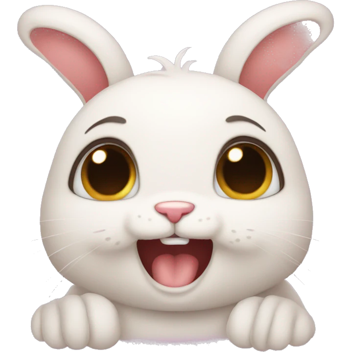 Different reaction of cute bunny emoji