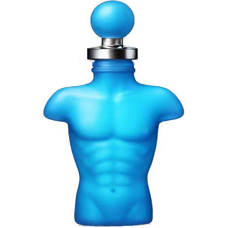 Le Male Perfume bottle in shape of a blue man's body emoji