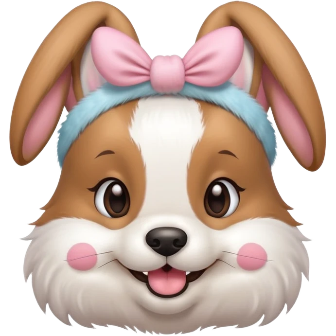 Cute Dog Wearing A  bunny headband emoji