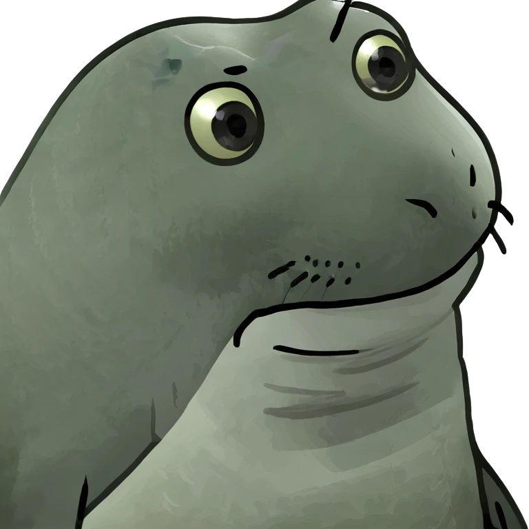 Baby seal looking at sea lion  emoji