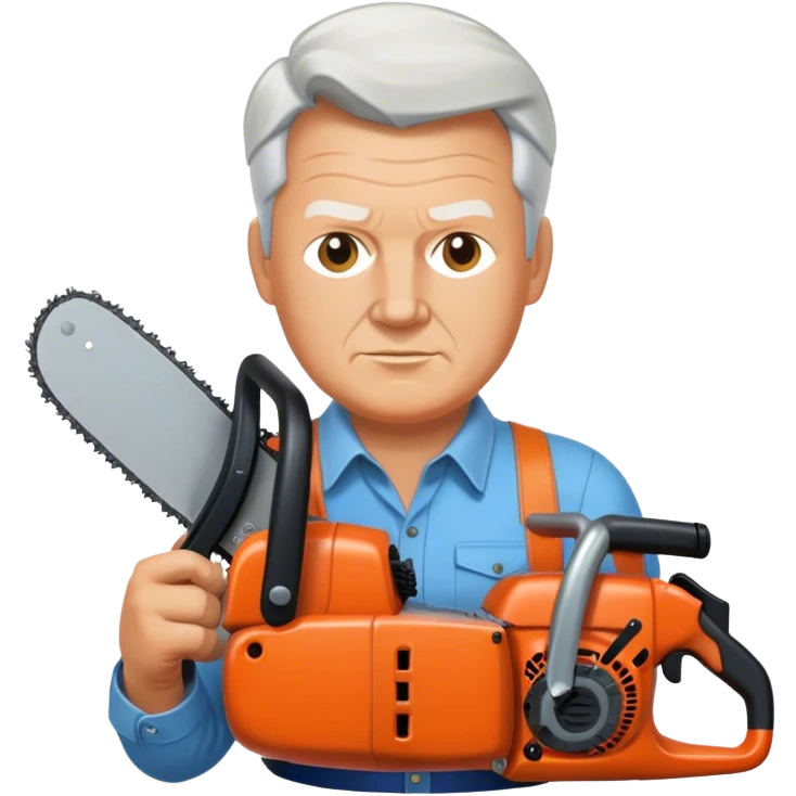 Realistic Yeltsin holding a large chainsaw emoji