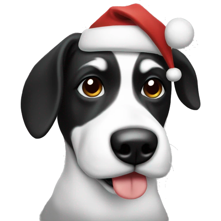Santa Black and white dog  emoji