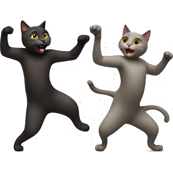 Two cats dancing emoji