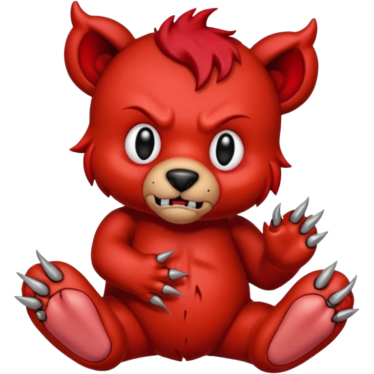Devil creature hurting a teddy bear emoji