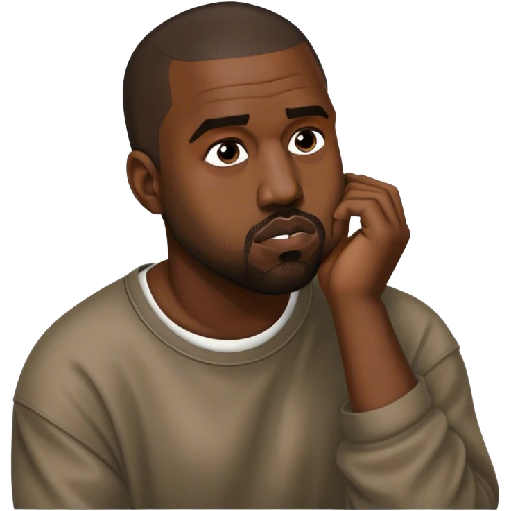 kanye west, pensive and tapping chin emoji