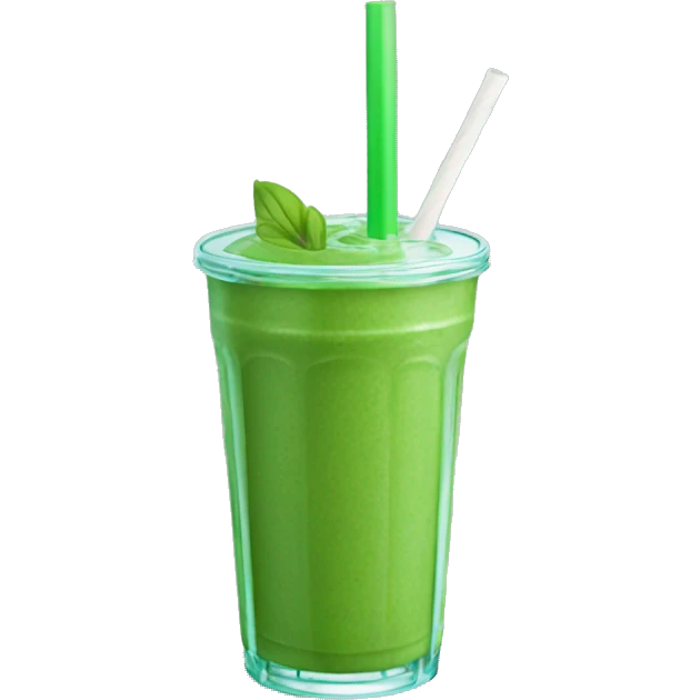 Green smoothie with glass straw emoji