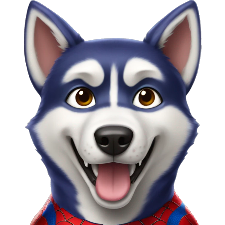 Husky dog wearing Spider-Man costume emoji