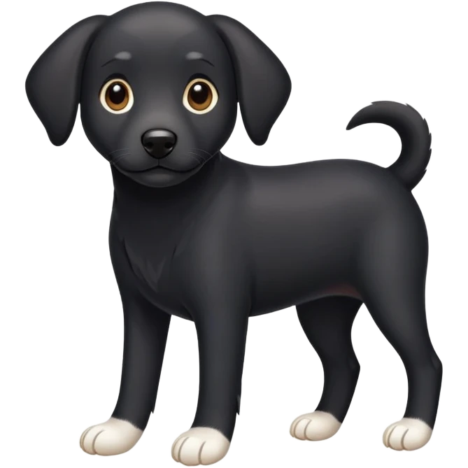 smooth coat Black dog white toes and white tip of tail emoji