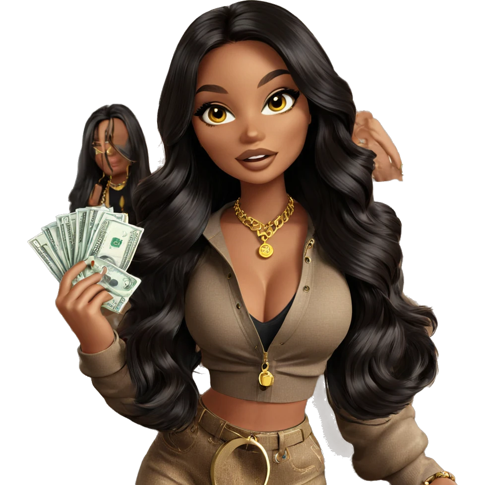 girl with money and jewelry emoji