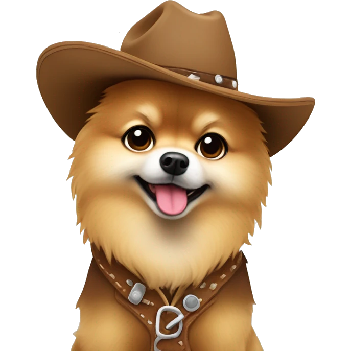 Pomeranian in cowboy outfit￼ emoji