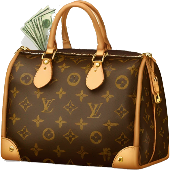 Louis Vuitton bag stuffed with money emoji