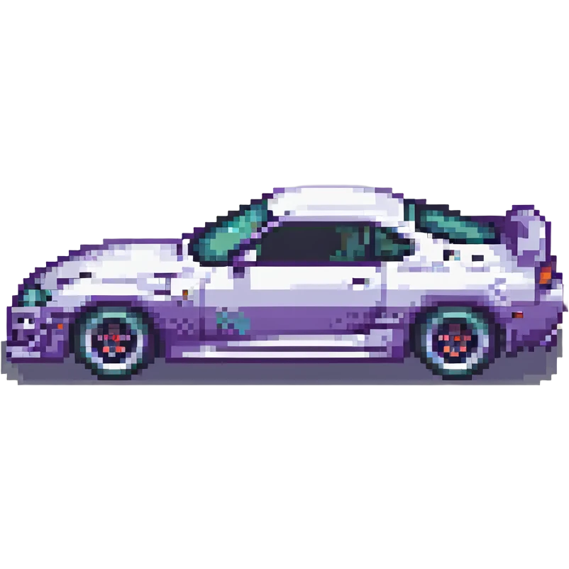 Toyota Supra sports car, side view, pixel art style, vibrant colors, retro video game look emoji