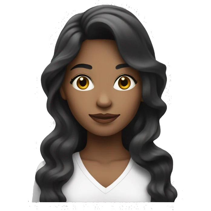 A mixed black and white  female with long brunett wavy hair  emoji