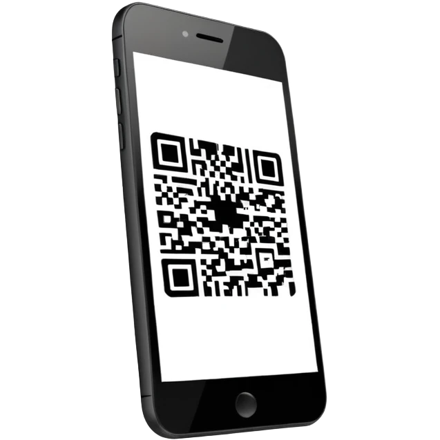 smartphone with QR code displayed on screen emoji
