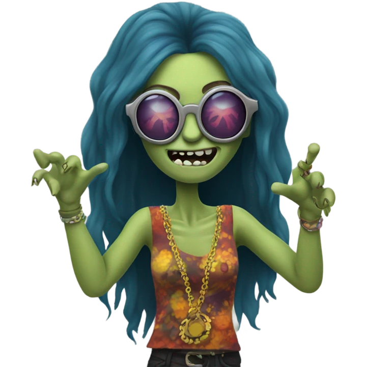  janis joplin zombie  dancing (wearing circle glasses) emoji