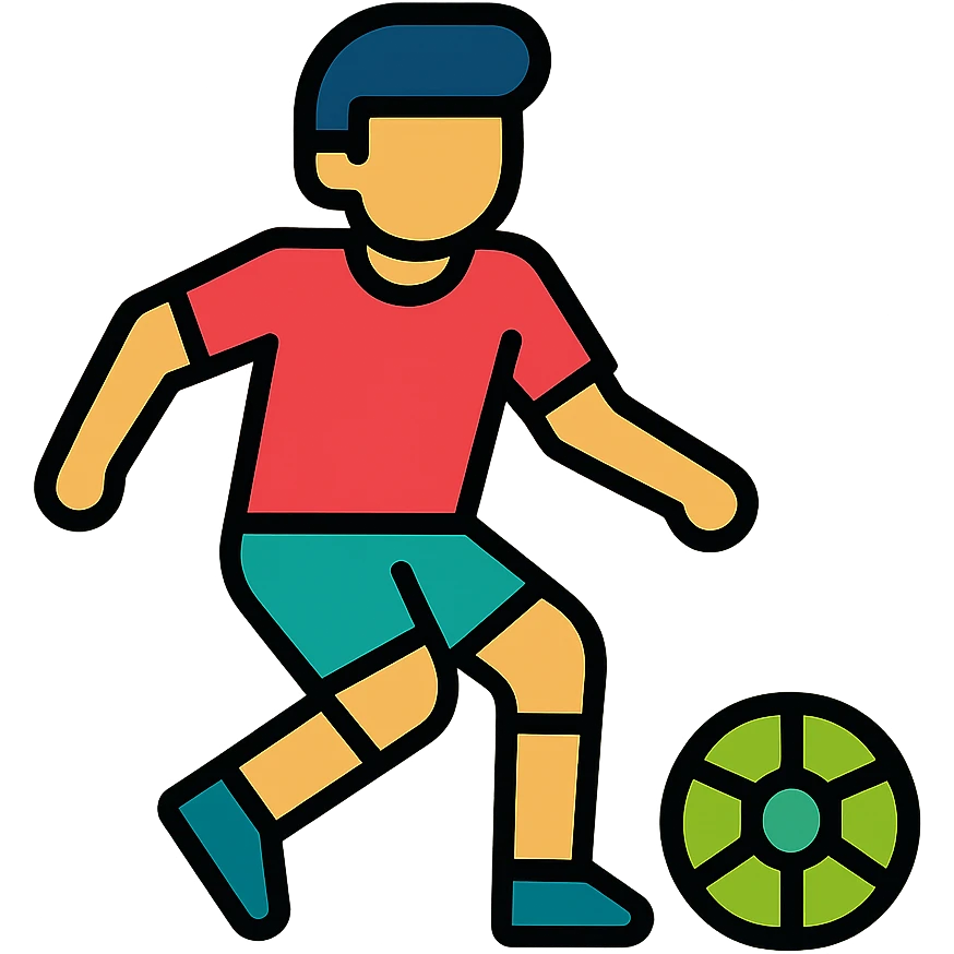 A soccer player in Color Outline style with different colors emoji