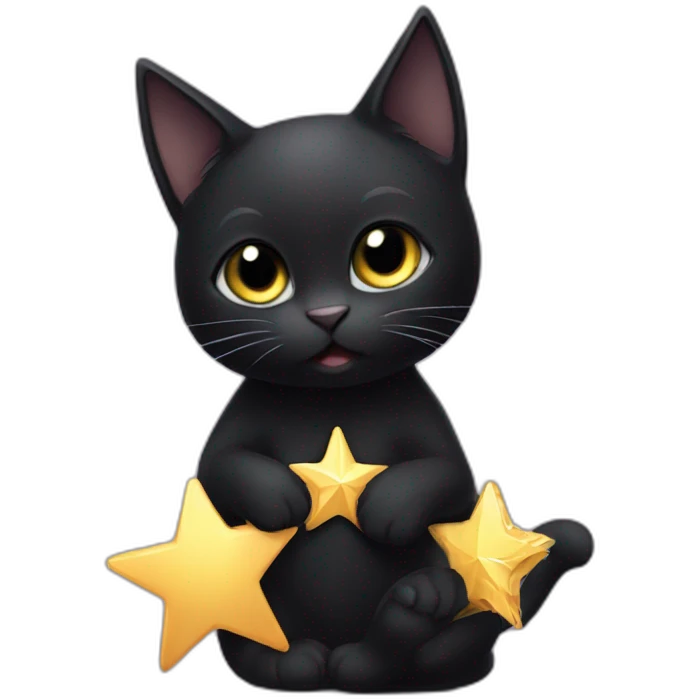 Black cat anthro holding a star emoji