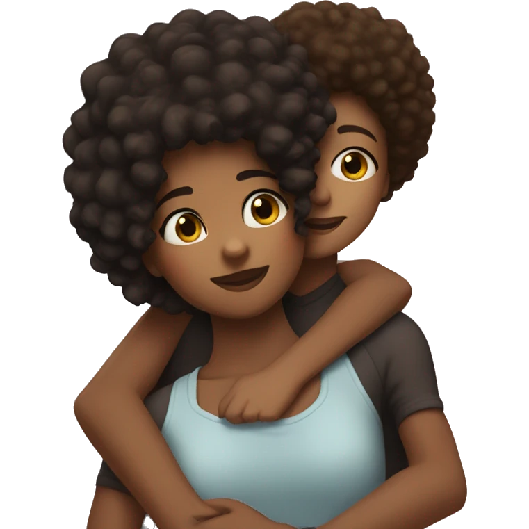 girl with darkhair hugging brown girl with afro  emoji
