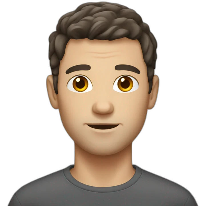 shaved white man with messy dark brown hair emoji