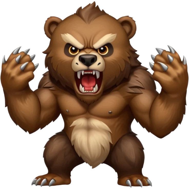 angry werebear with roaring with claws out emoji