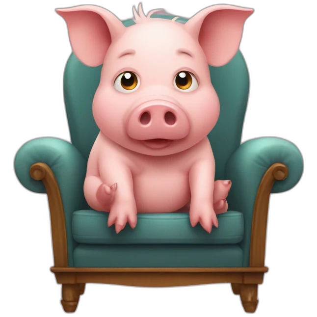 pig sitting on a chair emoji