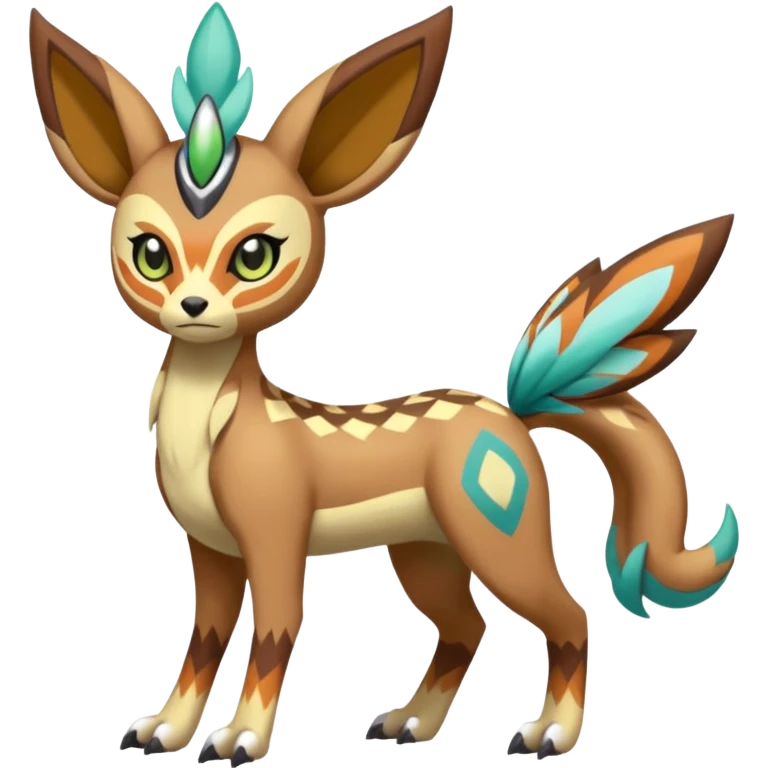 Tribal Colorful Exotic Fionbri-Falvie-Vernid-Meloetta-Pokémon-Fakémon-Digimon-Spectrobe-hybrid-fusion, full body emoji