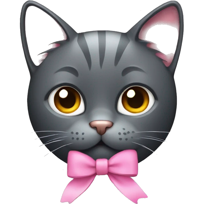 dark gray cat with a pink bow emoji