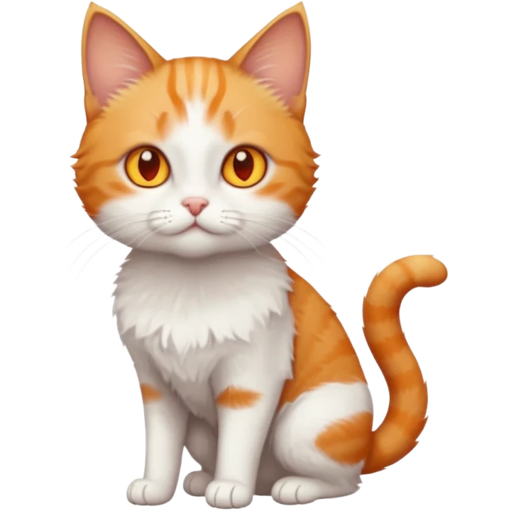 full body tiny short hair ginger and white cat with orange eyes  emoji