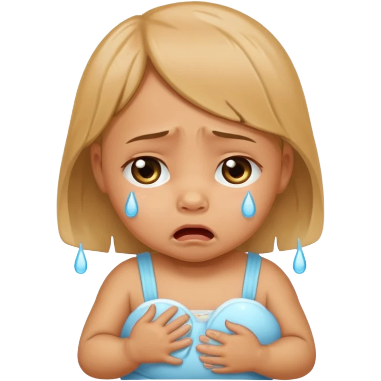 Tan baby girl infant  crying  emoji