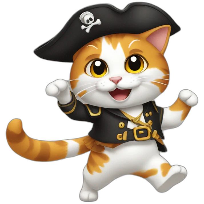 calico pirate cat dancing emoji
