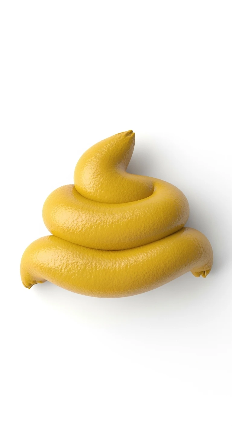 feci molli E GIALLINE VISTE DALL'ALTO, iperrealistico 4k emoji