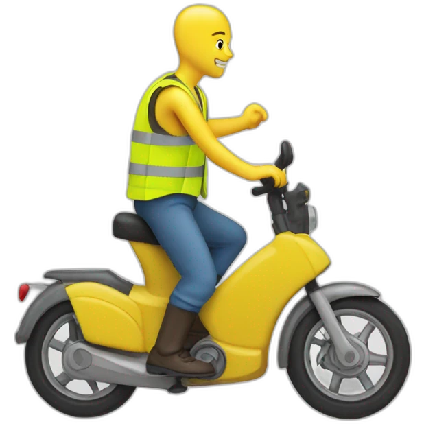 trottinette bald man yellow safety vest emoji